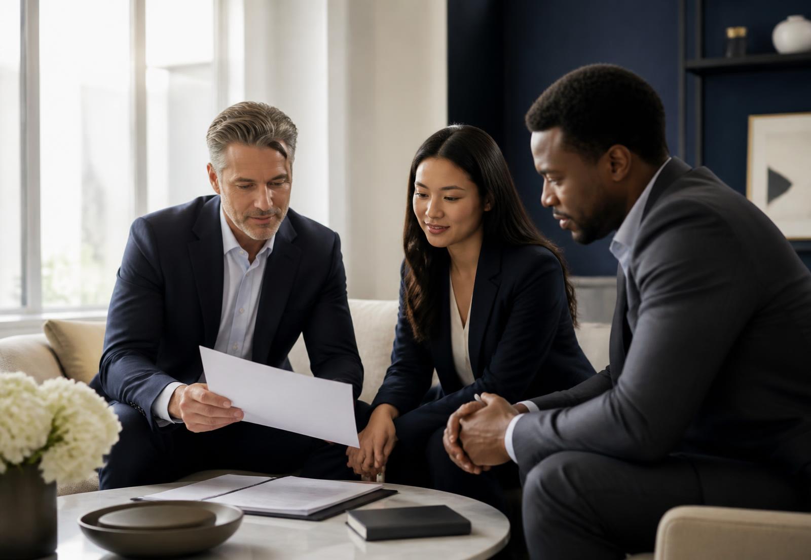 Divorce Lifeline advisers reviewing settlement documents with a client
